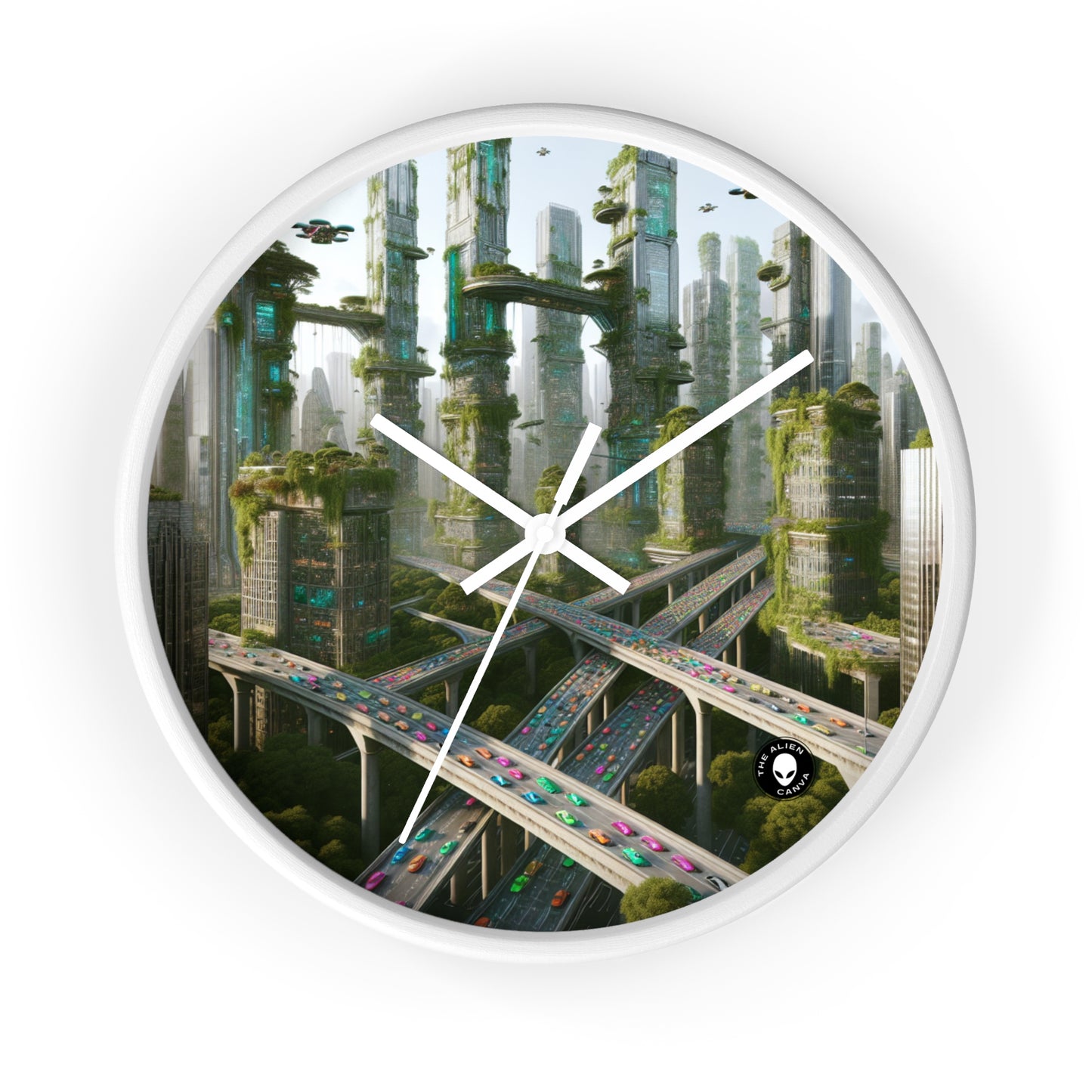 "Futuristic Utopia: Nature and Technology in Harmony" - The Alien Wall Clock