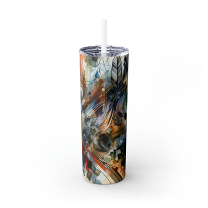 "Abstracted Emotional Journey" - The Alien Maars® Skinny Tumbler with Straw 20oz Abstract Expressionism