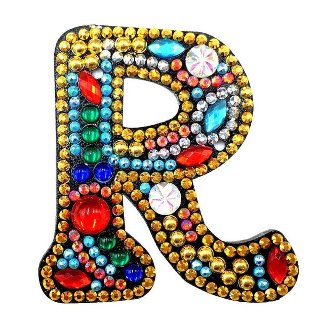 Lettres de l'alphabet simples, porte-clés, peinture au diamant