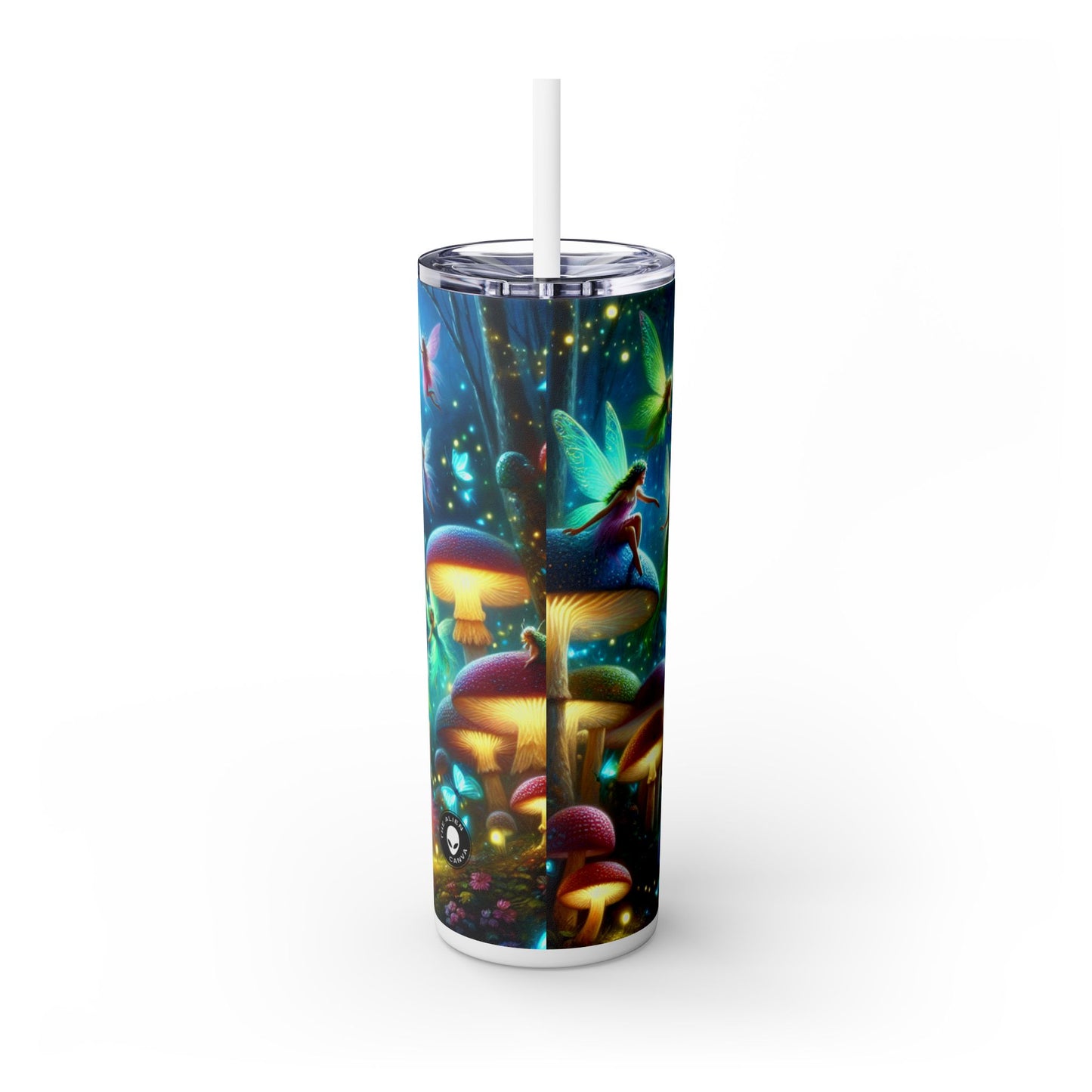 "Danza de hadas en el bosque resplandeciente": vaso estrecho con pajita de 20 oz de Alien Maars®