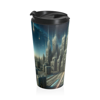 "Nighttime Cityscape Melt" - The Alien Stainless Steel Travel Mug