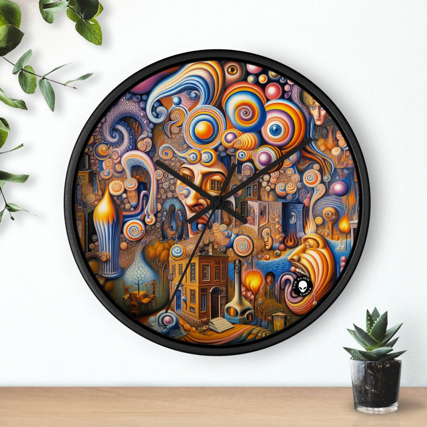 "Melted Time: A Whimsical Dance of Dreams" - The Alien Wall Clock Surrealism