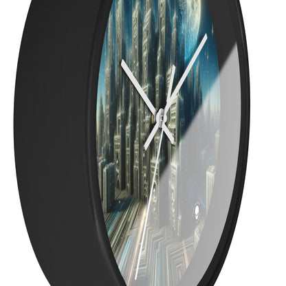 "Nighttime Cityscape Melt" - The Alien Wall Clock