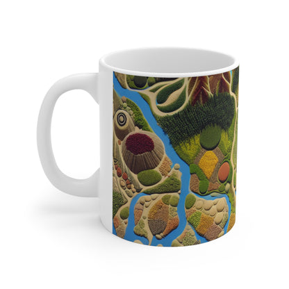 "Mapping Mother Nature: Crafting a Living Mural of Our Region". - The Alien Ceramic Mug 11oz Land Art Style