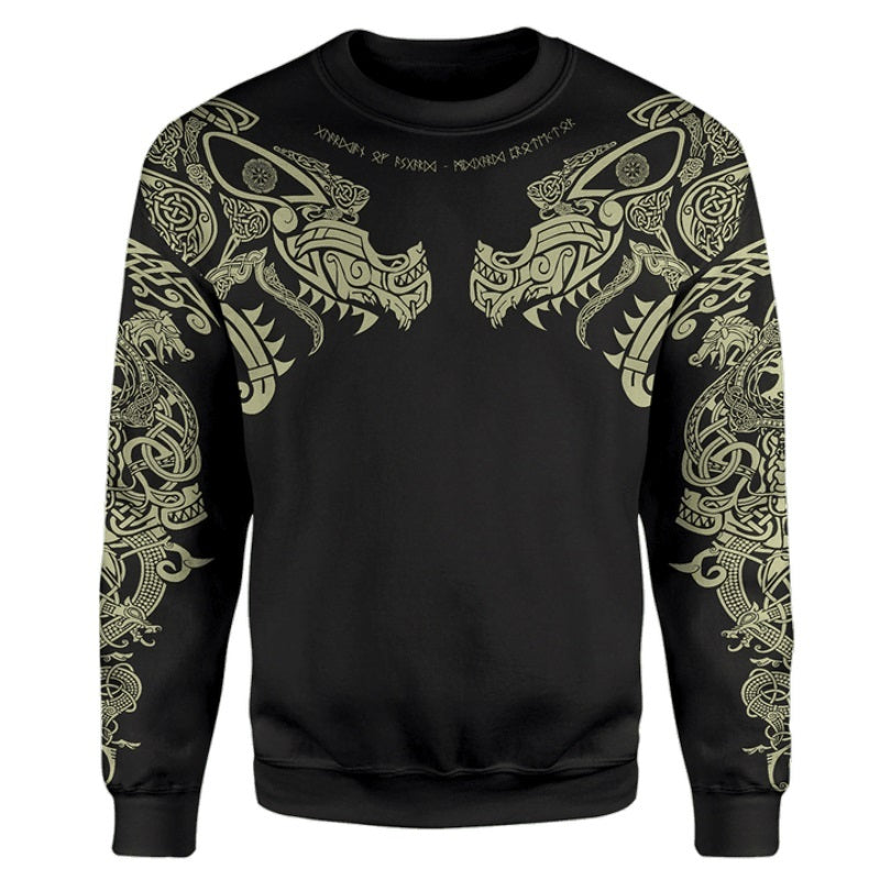 Nuevo Sudaderas con capucha con estampado de tatuaje D vikingo para hombre, moda Harajuku,