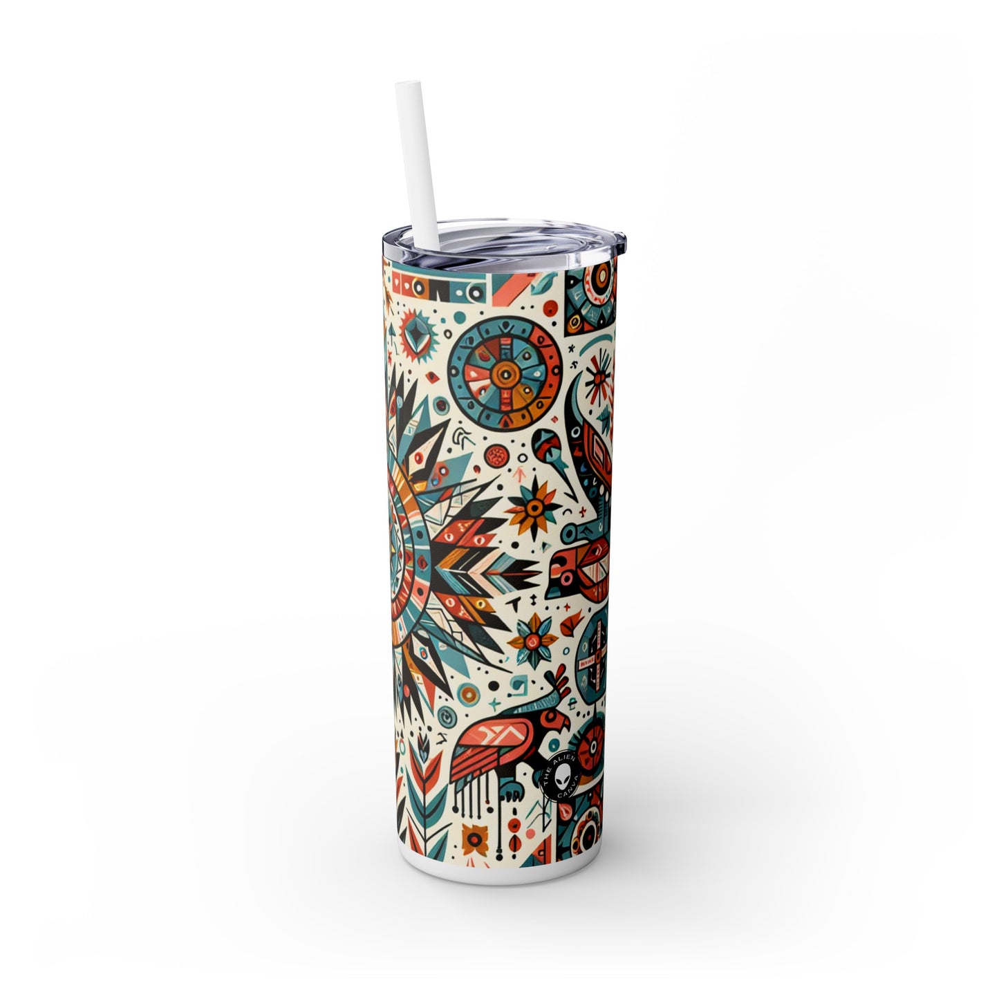 « La sagesse de la nature : un hommage autochtone » - The Alien Maars® Skinny Tumbler avec paille 20oz Art autochtone