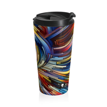 "Dynamo Kinetics: Exploring Movement through Gear and Disc" - The Alien Stainless Steel Travel Mug Kinetic Art