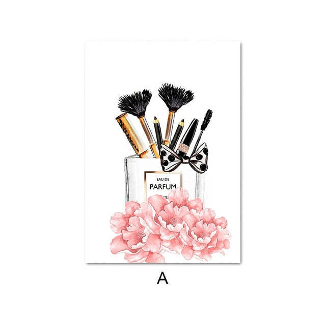 Peony Makeup Perfume Fashion Poster Canvas Painting