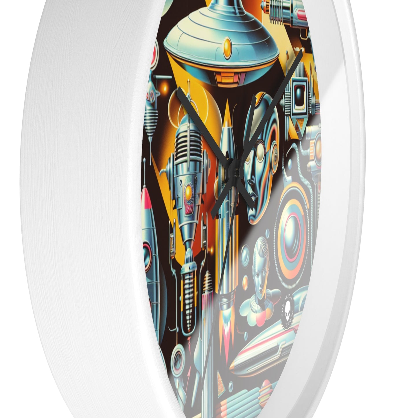 "Neon Deco: A Retro-Futuristic Utopia" - The Alien Wall Clock Retro-futurism