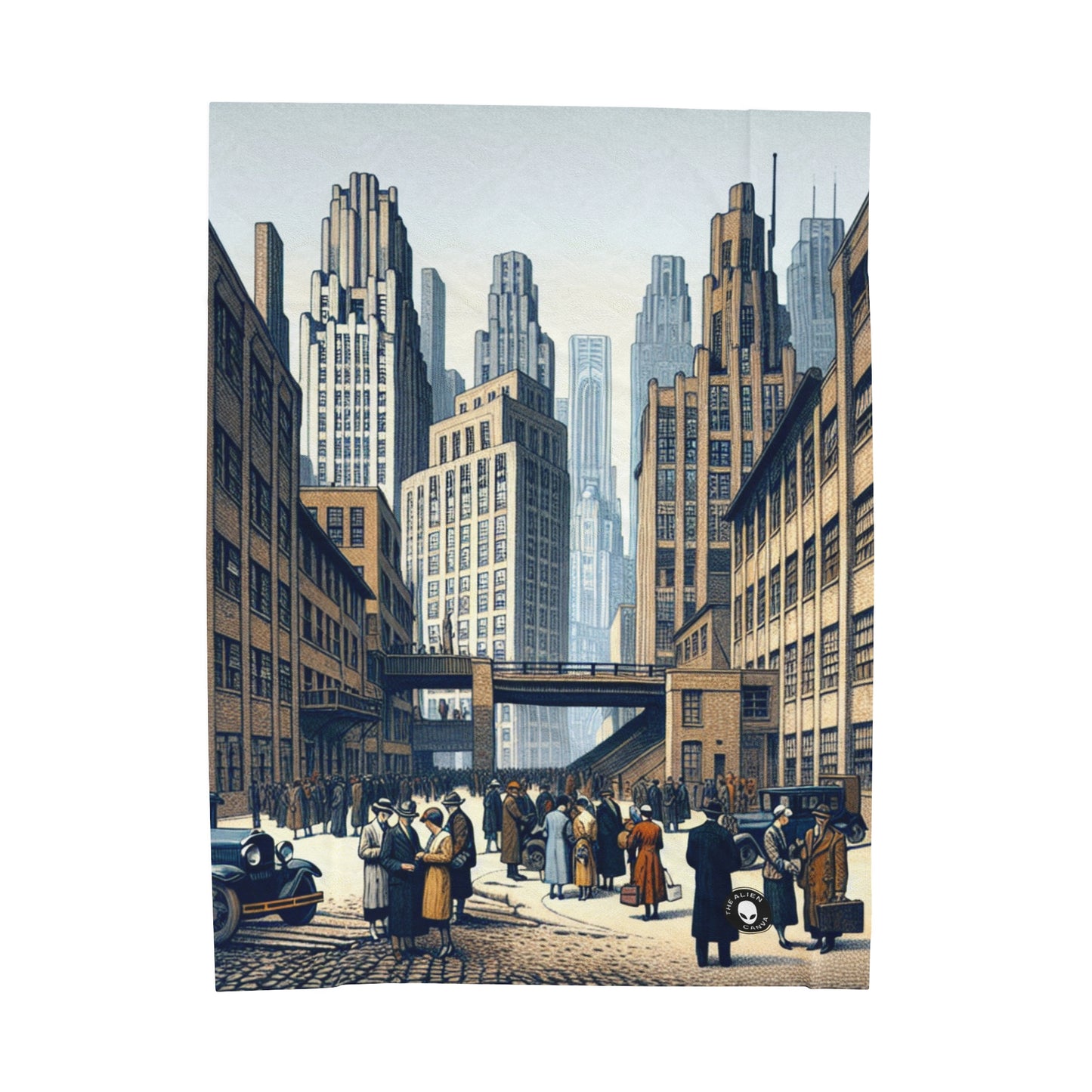 "Urban Geometry: A Modern Cityscape in New Objectivity" - The Alien Velveteen Plush Blanket New Objectivity