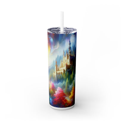 "Encantamiento resplandeciente: El castillo en el bosque colorido" - Vaso delgado con pajita de 20 oz de Alien Maars®