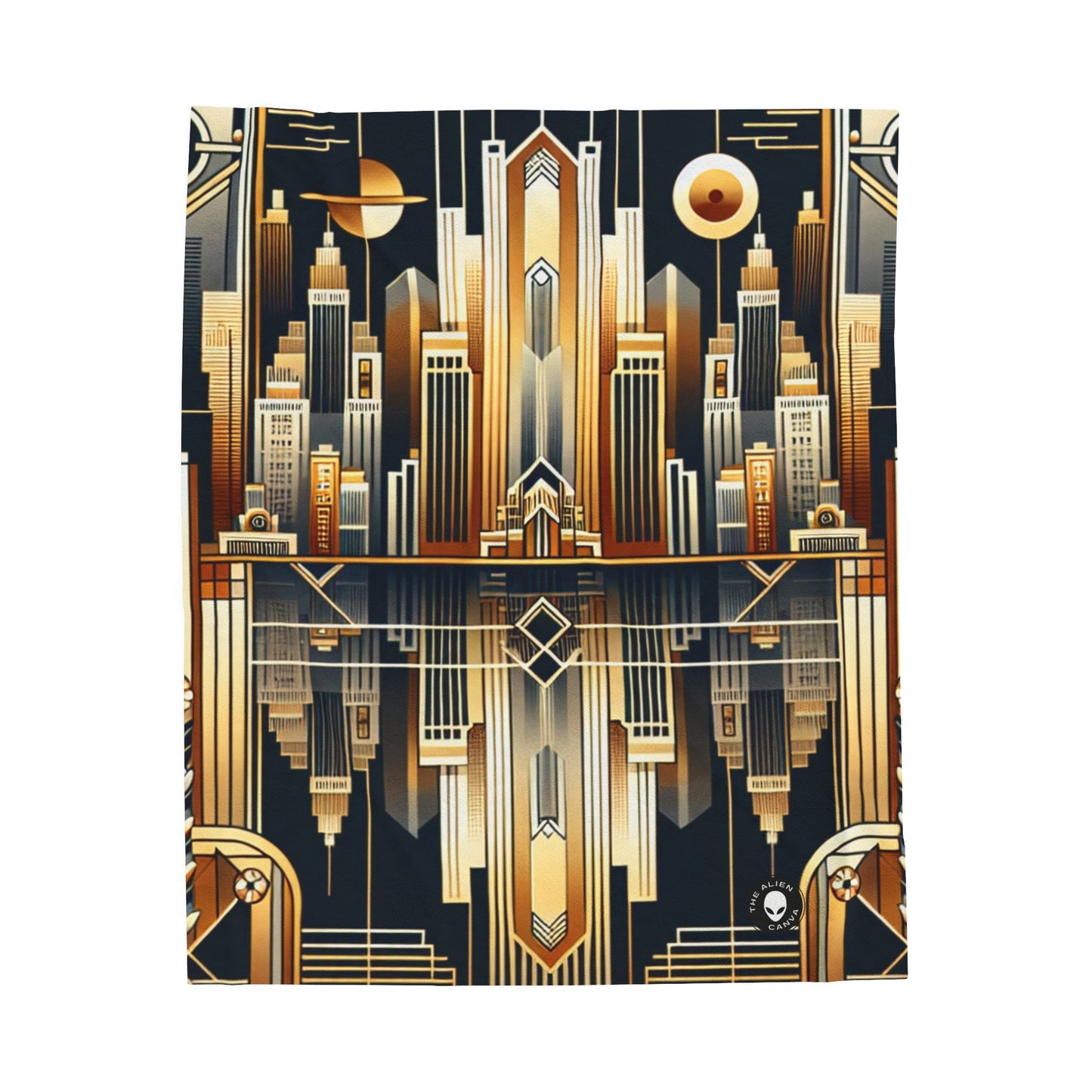 "Luxe Deco: Artistic Elegance at The Grand Hotel" - The Alien Velveteen Plush Blanket Art Deco