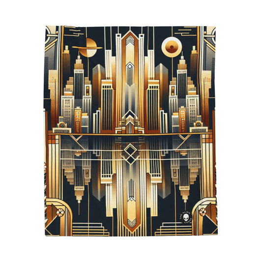 "Luxe Deco: Artistic Elegance at The Grand Hotel" - The Alien Velveteen Plush Blanket Art Deco