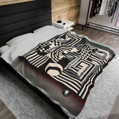 "Mesmerize: Geometría audaz del Op Art en blanco y negro" - The Alien Velveteen Plush Blanket Op Art