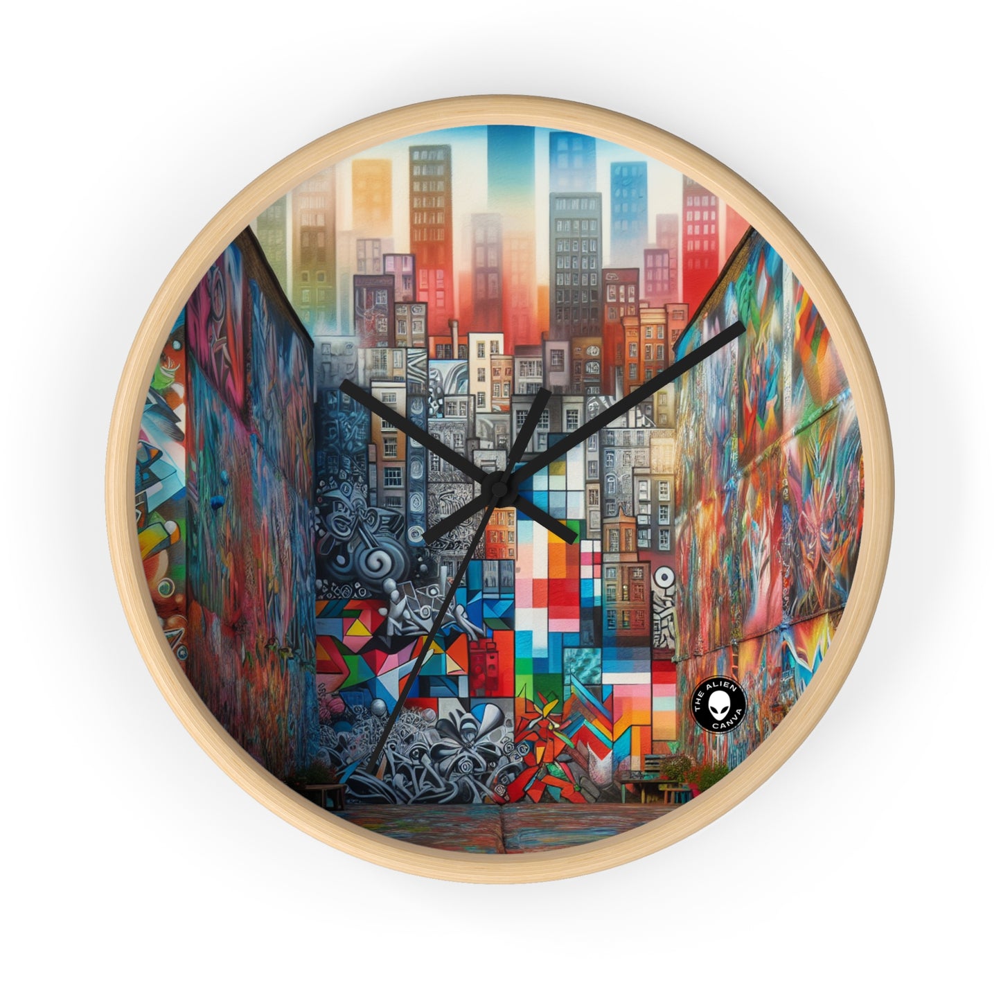 "Revolting Renaissance: A Vibrant Urban Uprising" - The Alien Wall Clock Street Art / Graffiti