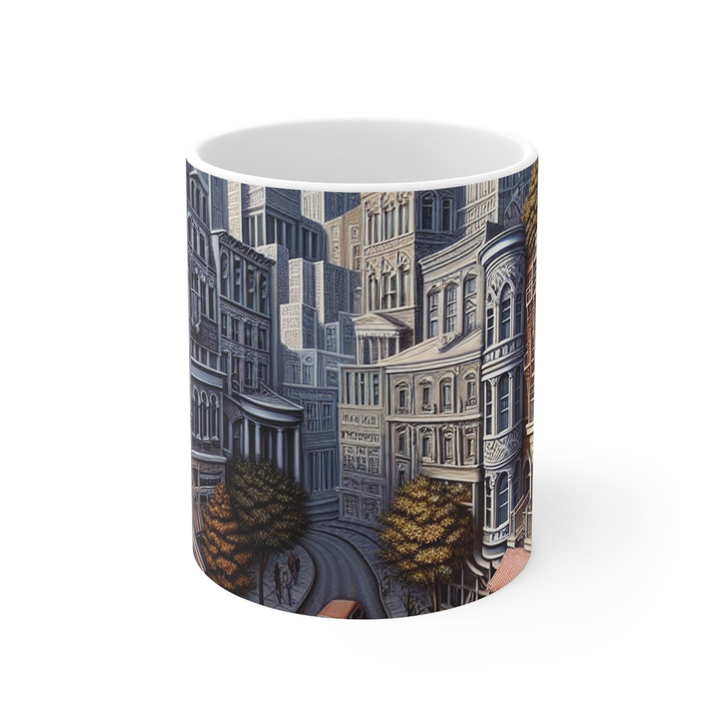 "Pasaje encantado: trascendiendo la realidad" - La taza de cerámica alienígena Trompe-l'oeil de 11 oz