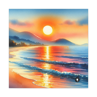 "Amanecer en la playa" - La pintura de acuarela de Alien Canva