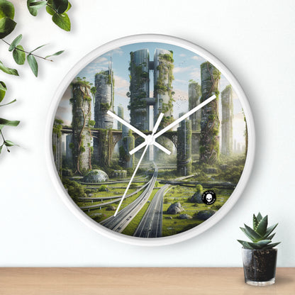 "La recuperación de la naturaleza: un paisaje urbano futurista" - El reloj de pared alienígena