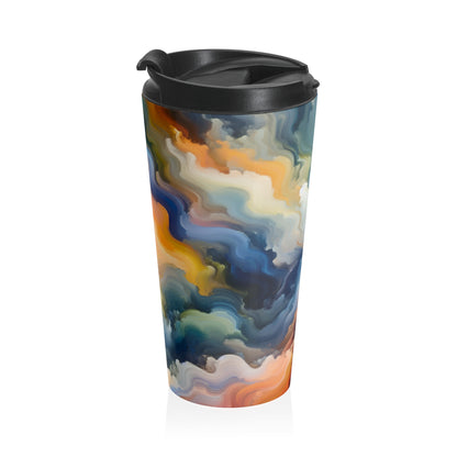 "Sunset Reflections: A Serene Color Field Painting" - The Alien Stainless Steel Travel Mug Color Field Painting