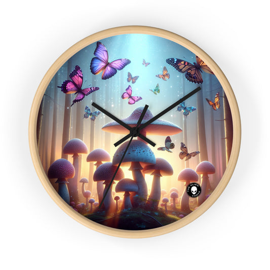 "Twilight Forest: Fluttering Butterflies and Towering Mushrooms" - The Alien Wall Clock