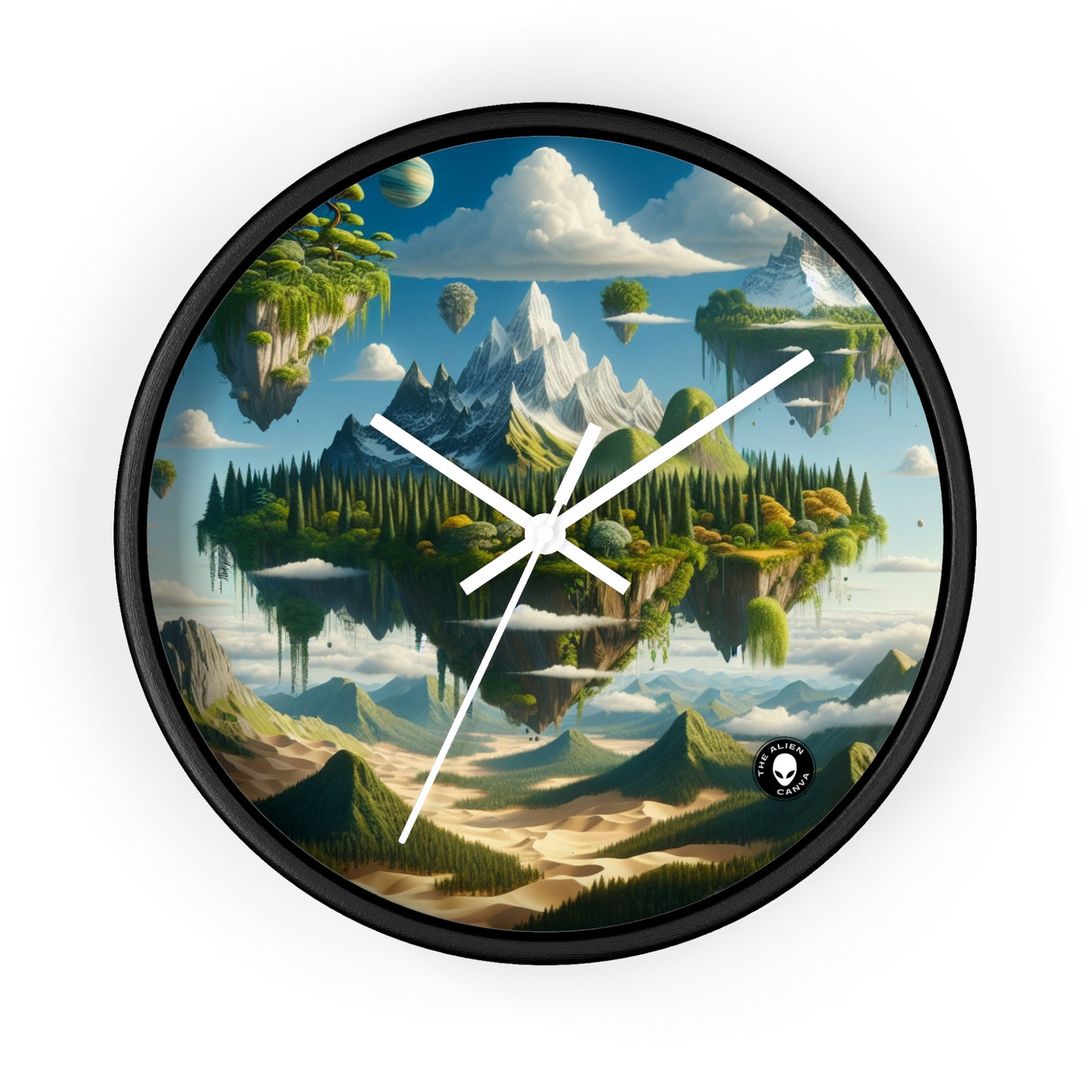 "Elemental Isles: A Dreamlike Journey through Nature's Wonders" - The Alien Wall Clock