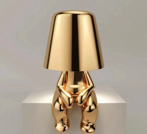 Thinker Small Gold Statue Desk Lamp USB Charging Decorative Table Lamp Touch Atmosphere