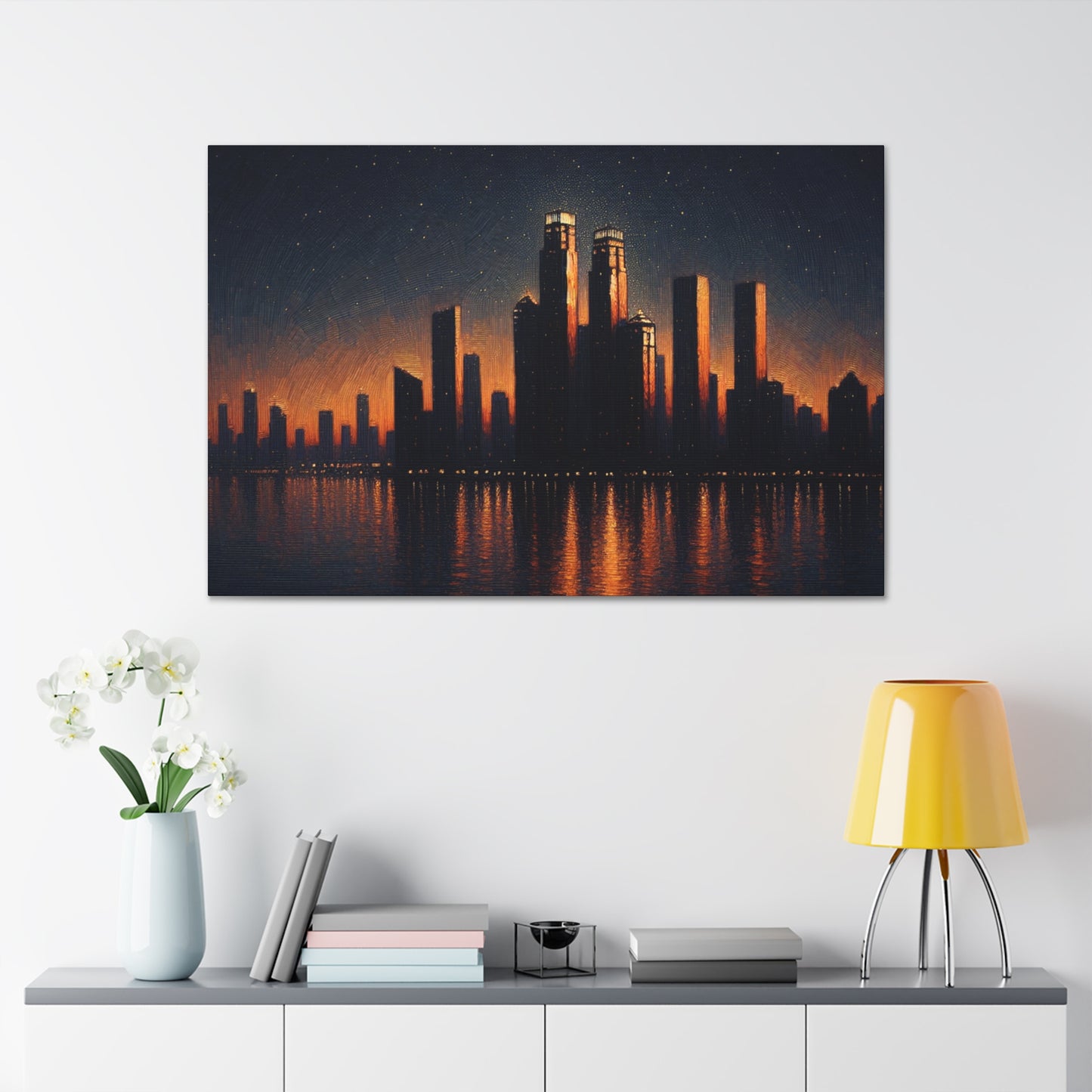 "The City Aglow" - Le style post-impressionnisme d'Alien Canva