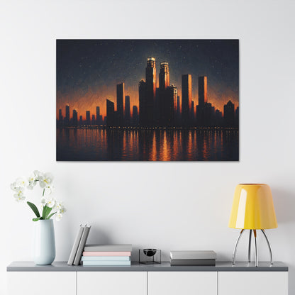 "The City Aglow" - The Alien Canva Post-Impressionism Style