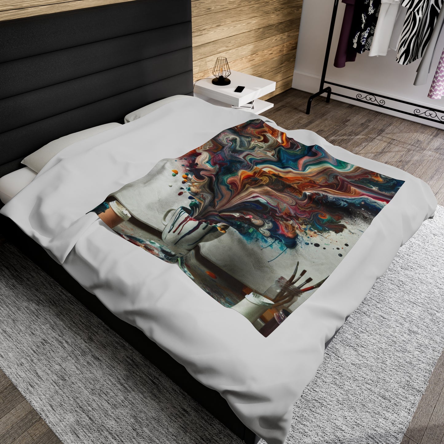 "A Paint Poured Paradise: Acrylic Pouring Art" - The Alien Velveteen Plush Blanket Acrylic Pouring Style