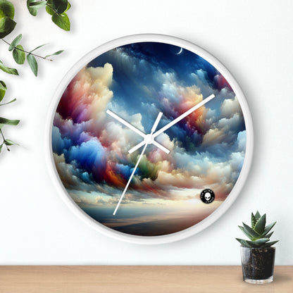 "Rainbow Cloudscape: A Surreal Watercolor Dream" - The Alien Wall Clock