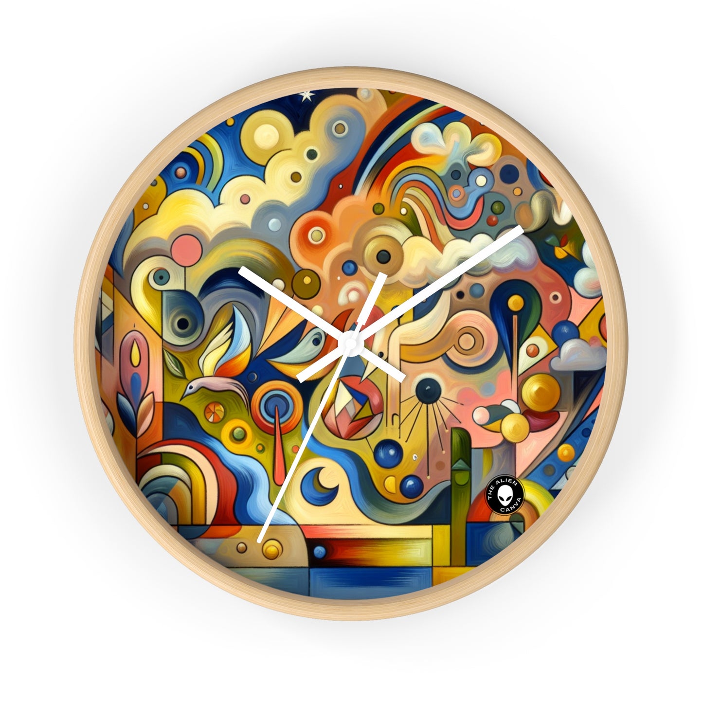 "Tiny Town in a Fishbowl" - The Alien Wall Clock Naïve Surrealism