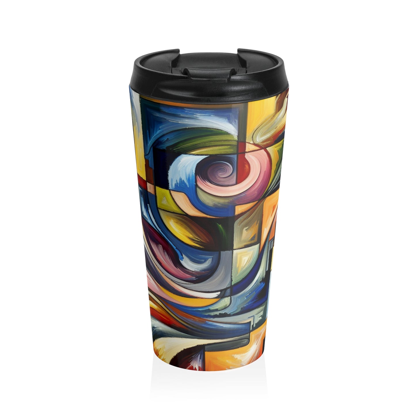 "Une tension de formes" - La tasse de voyage en acier inoxydable Alien Style expressionnisme abstrait