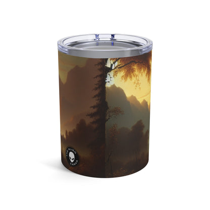 "Misty Morning: Serene Tonalism on a Tranquil Lake" - The Alien Tumbler 10oz Tonalism