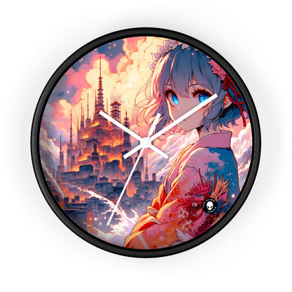 Título: "Swords ablaze: The Elemental Duel" - The Alien Wall Clock Manga/Anime Art