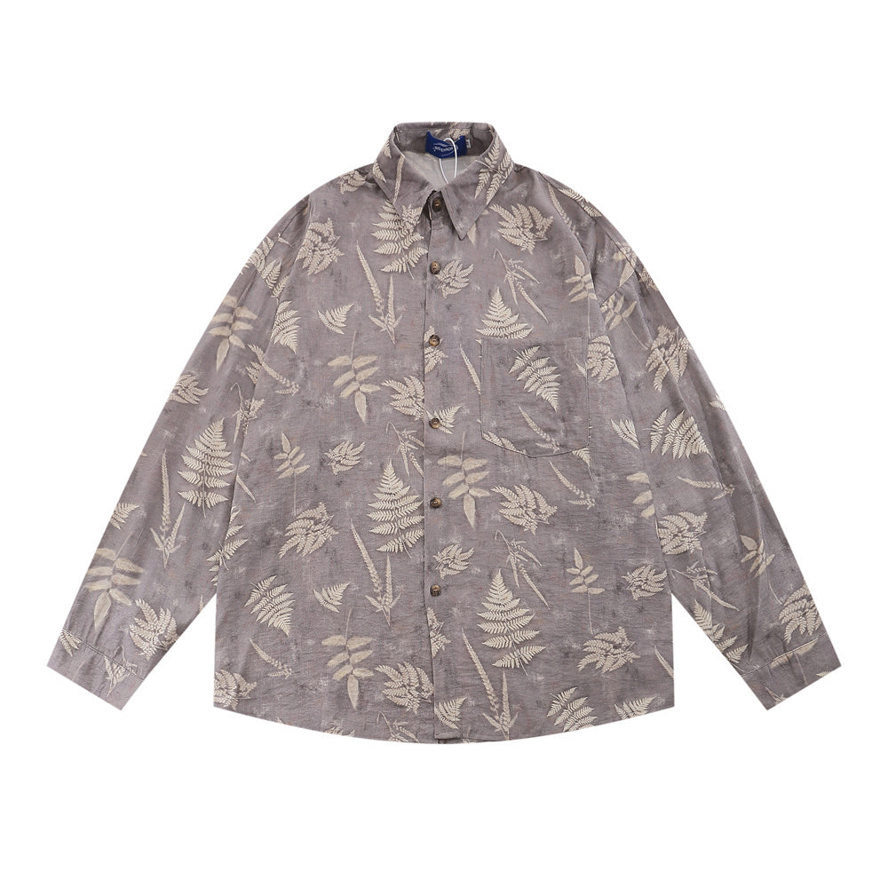 Men's Printed Leaves Digital Printed Shirt