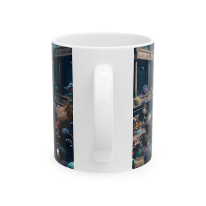 "Fiesta del naufragio: una fiesta de baile bajo el agua" - Taza de cerámica alienígena de 11 oz