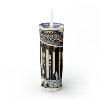 "Neoclassical Urban Elegance" - The Alien Maars® Skinny Tumbler with Straw 20oz Neoclassicism