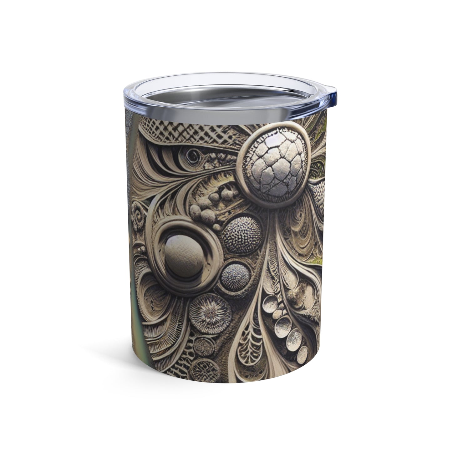 "Sandy Symphony: Un colorido mosaico de piedras en la playa" - The Alien Tumbler 10oz Land Art