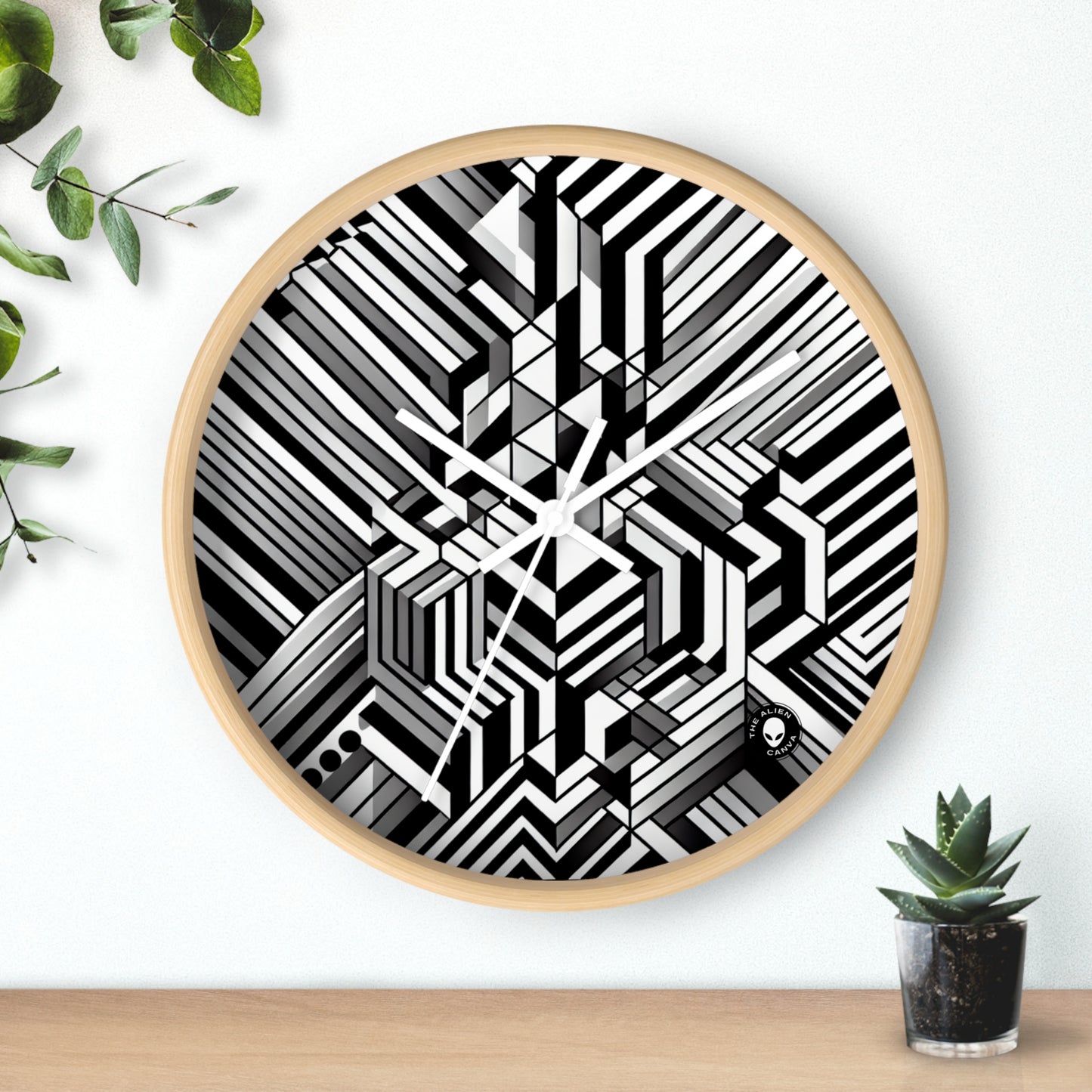 "Percepción en movimiento: una obra maestra del arte óptico alucinante" - The Alien Wall Clock Op Art