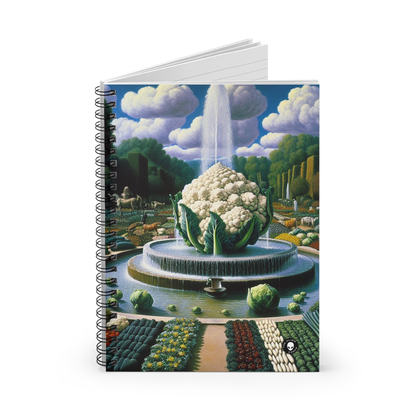 "The Vegetable Fountain: A Cauliflower Conglomerate" - The Alien Spiral Notebook (Ruled Line) Surrealism