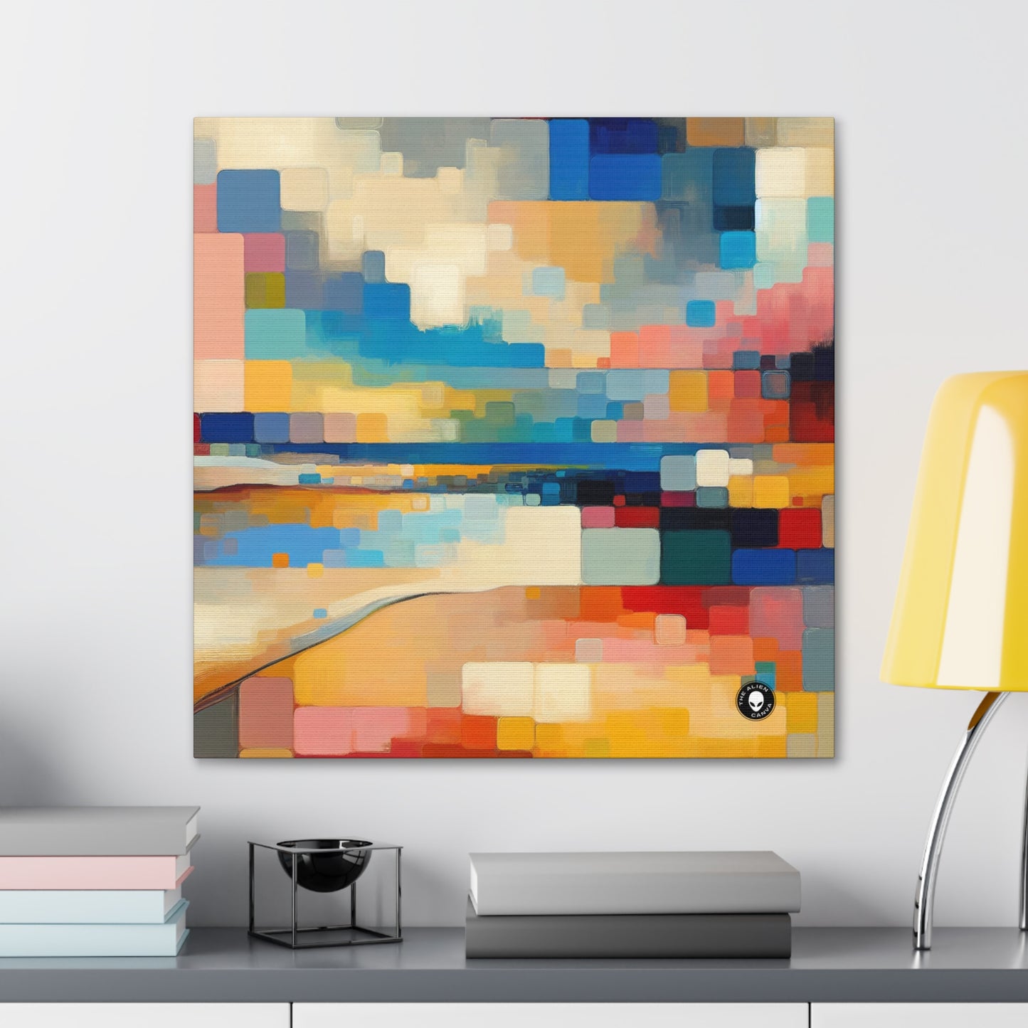 "Sunset Serenity : Peinture de champs de couleurs pastel doux" - La peinture de champs de couleurs Alien Canva