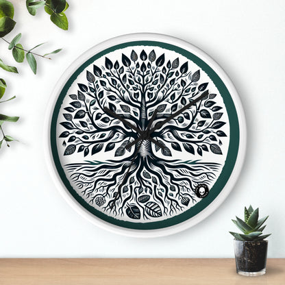 "Modern Woodcut Family Tree" - The Alien Wall Clock Woodcut Printing