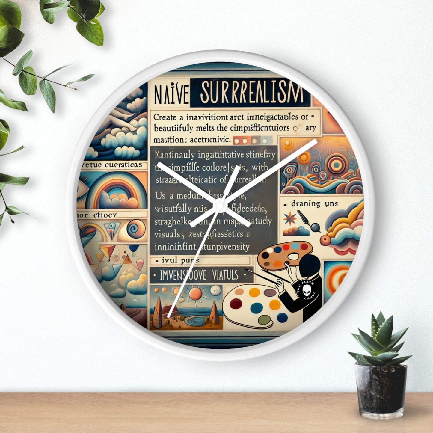 "Magical Tea Time: The Whimsical Transformation of a Teapot" - The Alien Wall Clock Naïve Surrealism