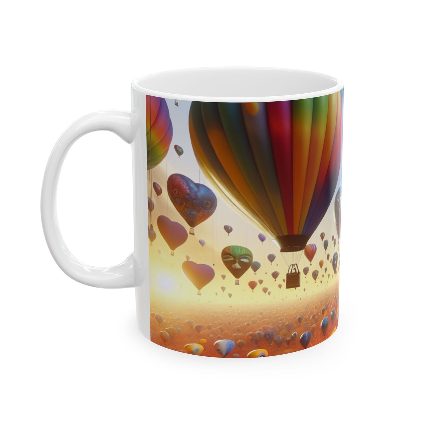 "Emotional Skyline: A Surreal Balloon Landscape" - The Alien Ceramic Mug 11oz