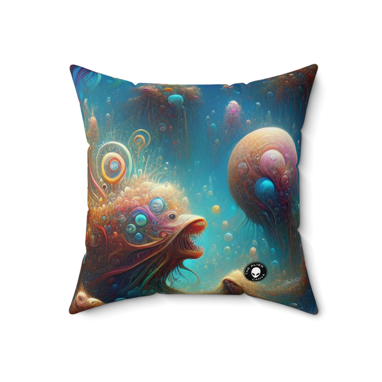 "Enchanting Aquatic Dreamscape"- The Alien Spun Polyester Square Pillow