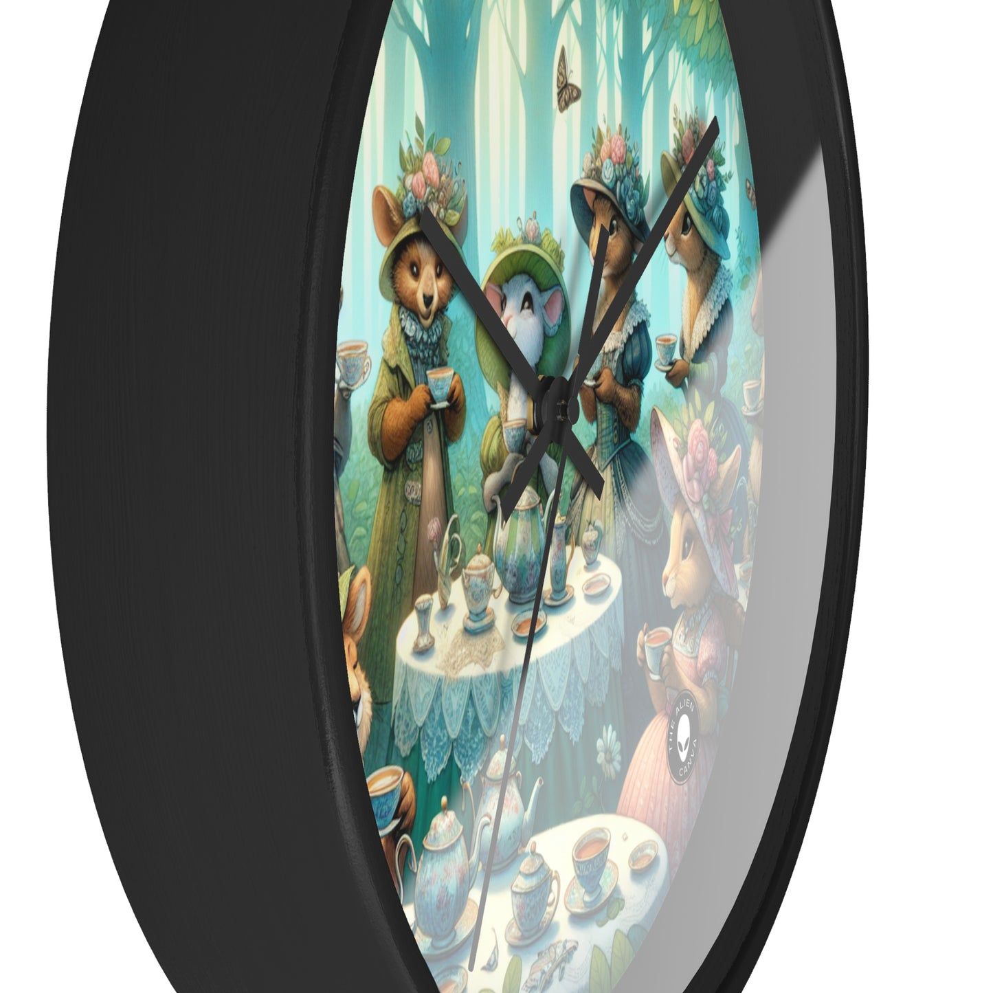 "Fancy Hats and Teacups: A Woodland Tea Party" - The Alien Wall Clock