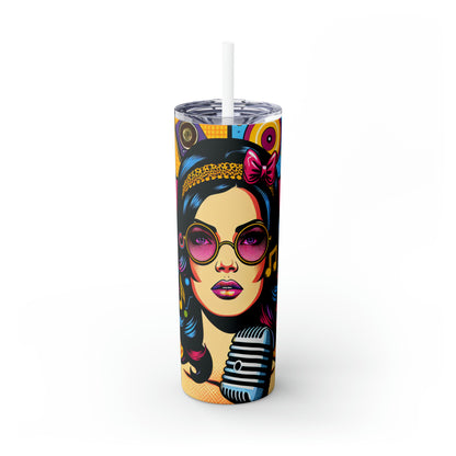 "Celebrating Pop Iconography: A Retrospective Portrait" - The Alien Maars® Skinny Tumbler with Straw 20oz Pop Art