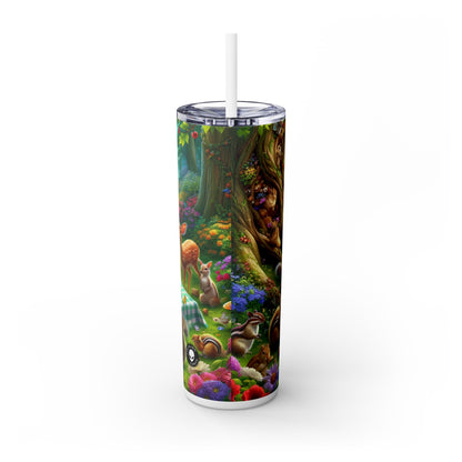 "Enchanted Forest Picnic: A Magical Gathering" - The Alien Maars® Skinny Tumbler with Straw 20oz