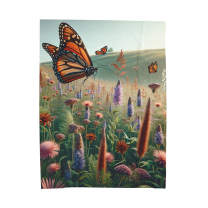 "A Monarch in Wildflower Meadow" - The Alien Velveteen Plush Blanket Realism Style