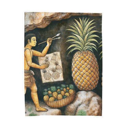 "Pineapple Harvest" - The Alien Velveteen Plush Blanket Cave Painting Style